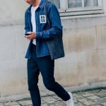 Tapered Skinny Jeans and Blue Denim Jacket
